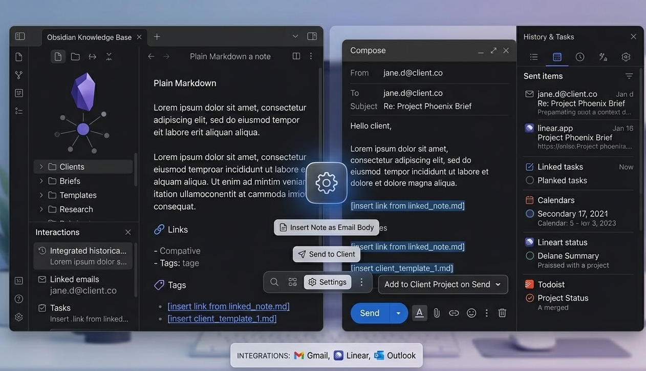 Как отправлять письма через Gmail из Obsidian: интеграция и автоматизация