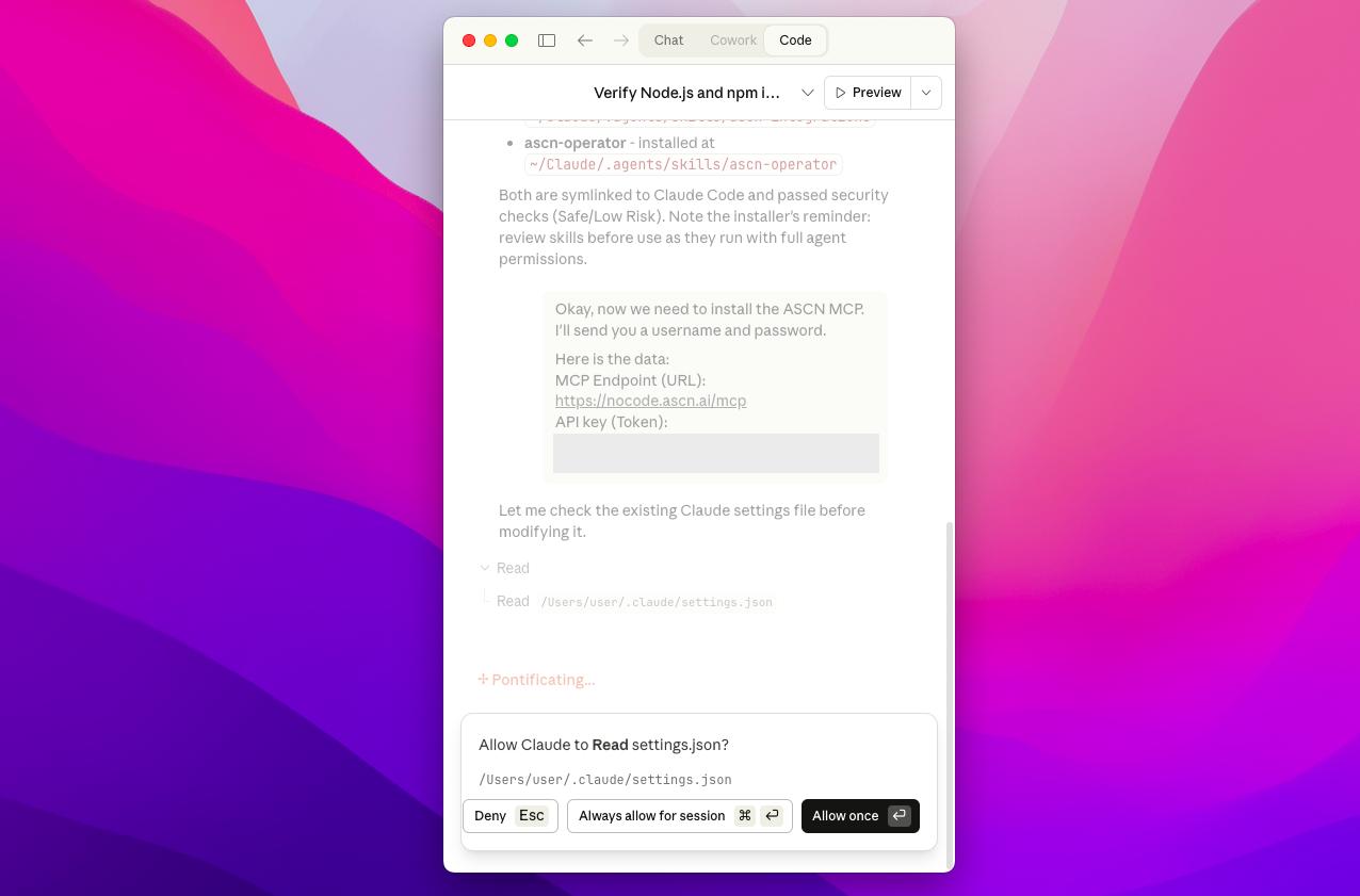 Как подключить ASCN MCP к ClaudeCode, чтобы собирать автоматизации и ИИ-агентов