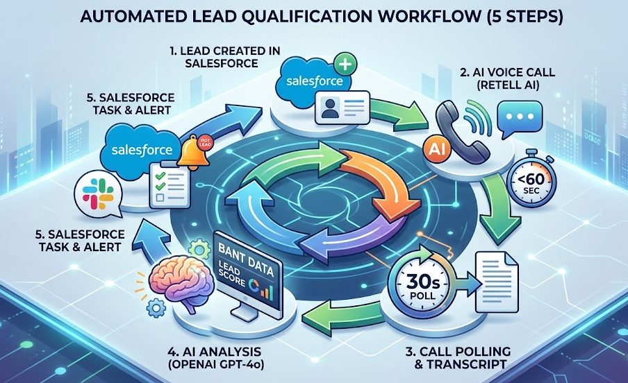 Автоматизируйте звонки по отбору потенциальных клиентов с помощью Salesforce, Retell AI и аналитики OpenAI