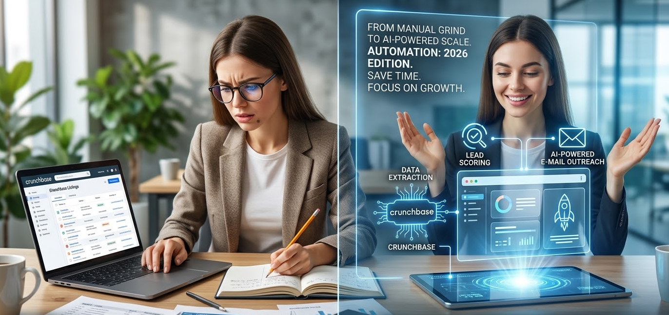 Персонализированная автоматизация outbound-лидов с использованием данных CrunchBase, AI-генерируемых писем и Gmail