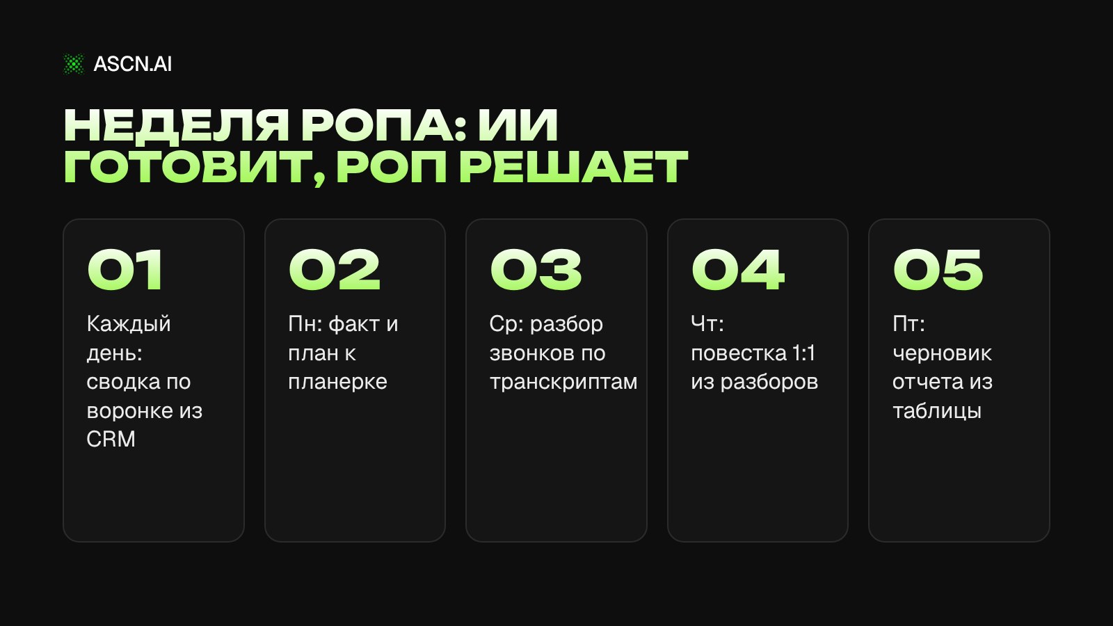 ИИ для руководителя отдела продаж: 8 операций, которые можно отдать агенту