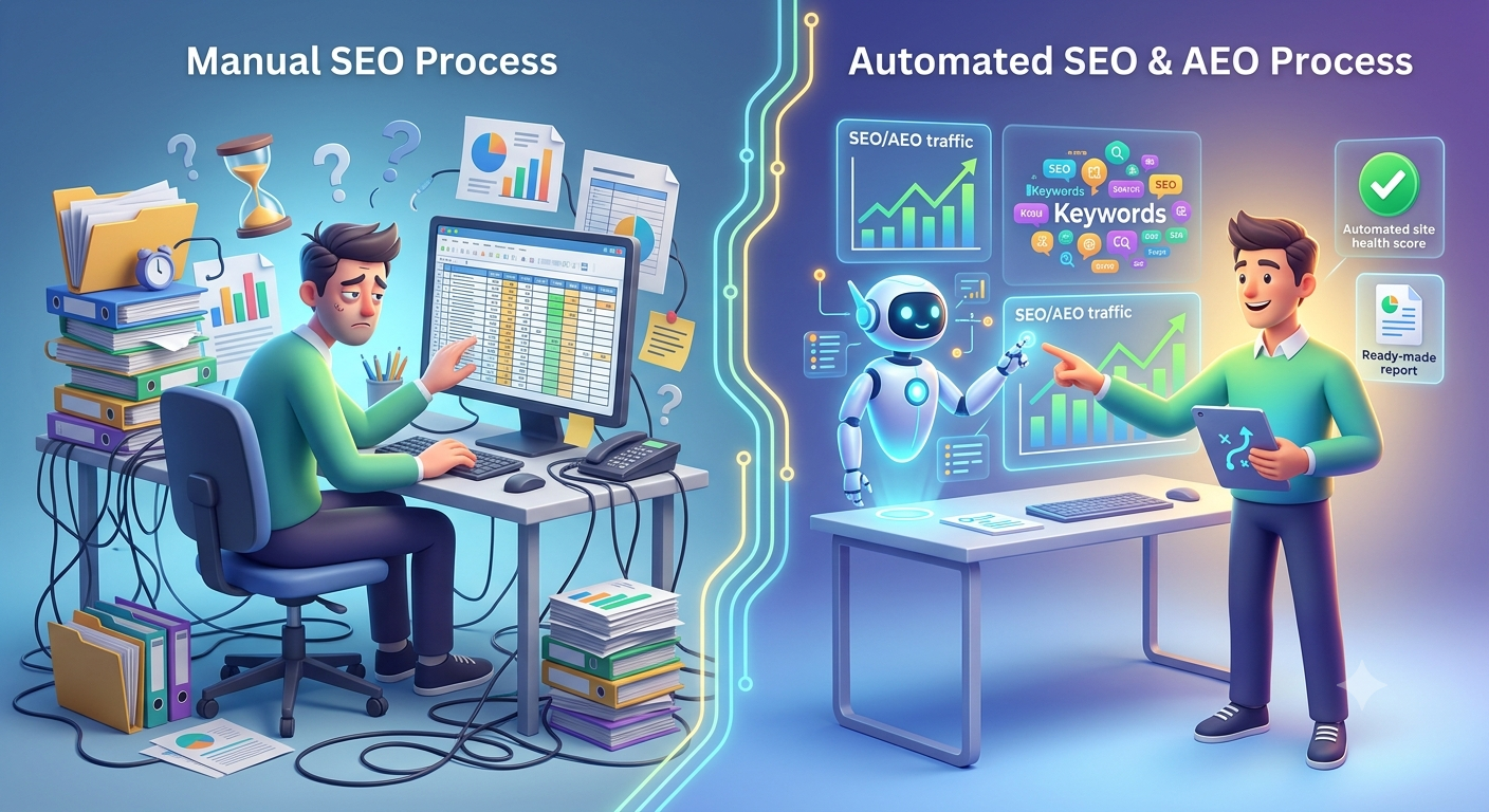 SEO + AEO for agencies (keyword + technical audit)