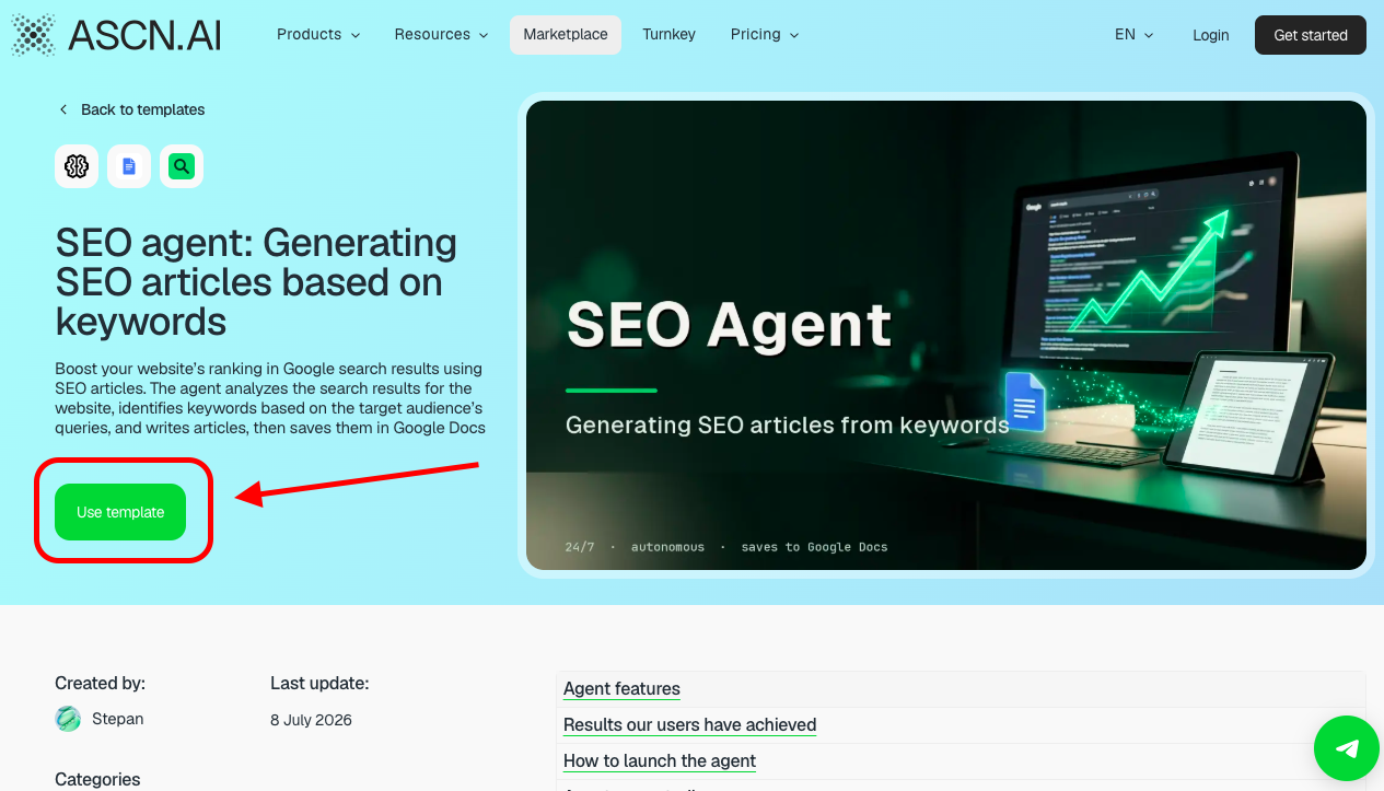 SEO agent: Generating SEO articles based on keywords