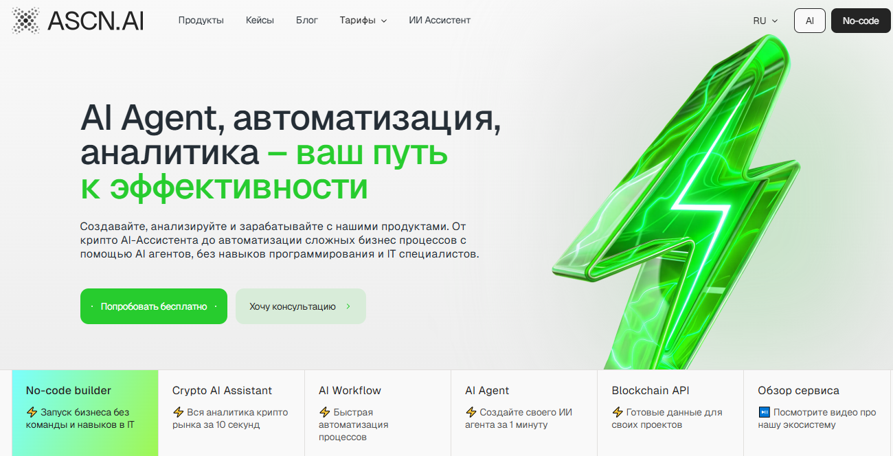 Добро пожаловать в ASCN.AI: Ваш специализированный помощник для криптотрейдинга и аналитики