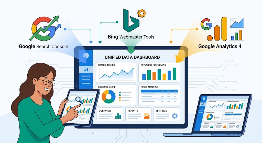 Search Console + GA4 + Bing Webmaster MCP