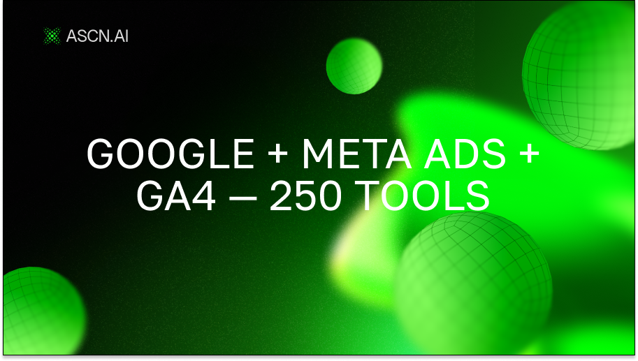Google + Meta Ads + GA4 — 250 инструментов