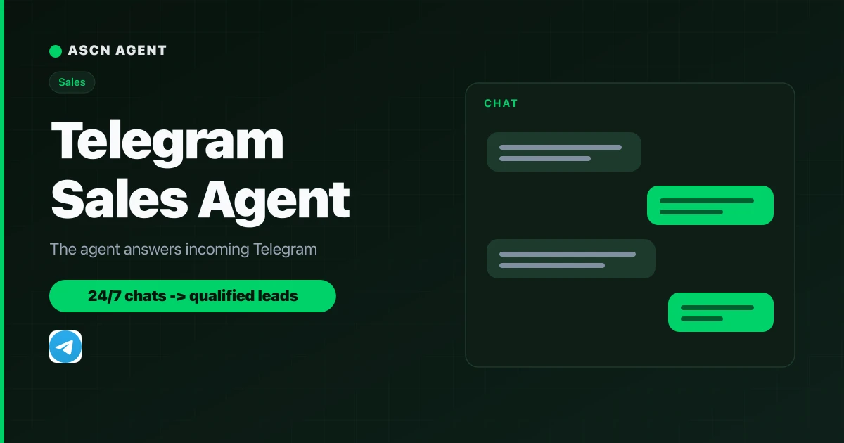 AI Sales Agent for Telegram: Close Deals in Chat 24/7
