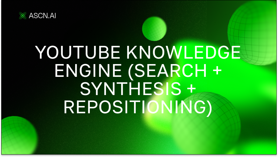 YouTube Knowledge Engine (search + synthesis + repositioning)